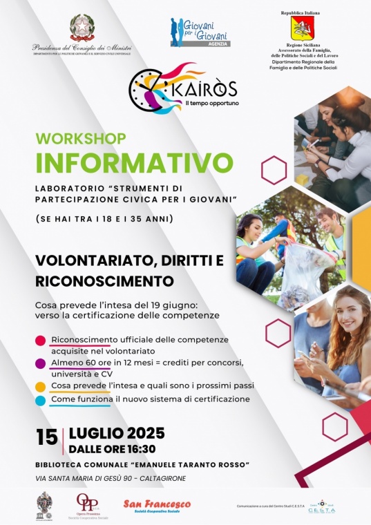 Workshop Informativo – Laboratorio “Strumenti di partecipazione civica per i giovani”
